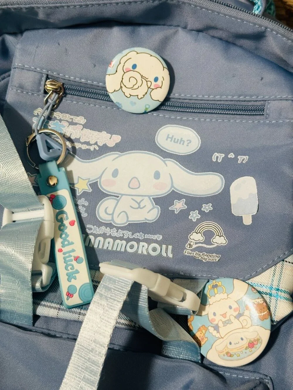 Cinnamoroll Sanrio Japan Blue White Back to School Backpack - with Buttons!